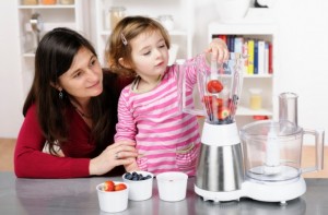 Kid making smoothie